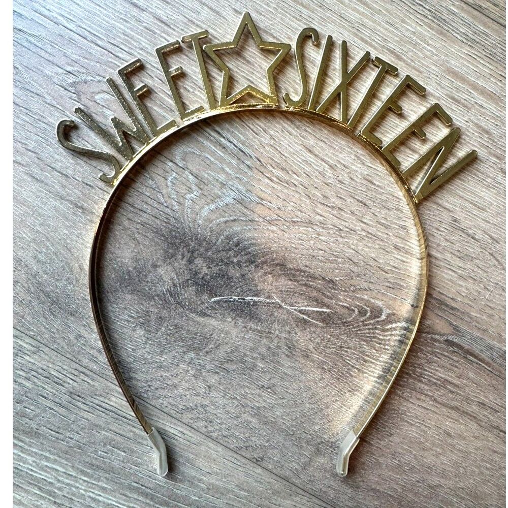 Gold Metal Sweet 16 Headband Birthday Tiara Crown Star Girls Teen Celebration